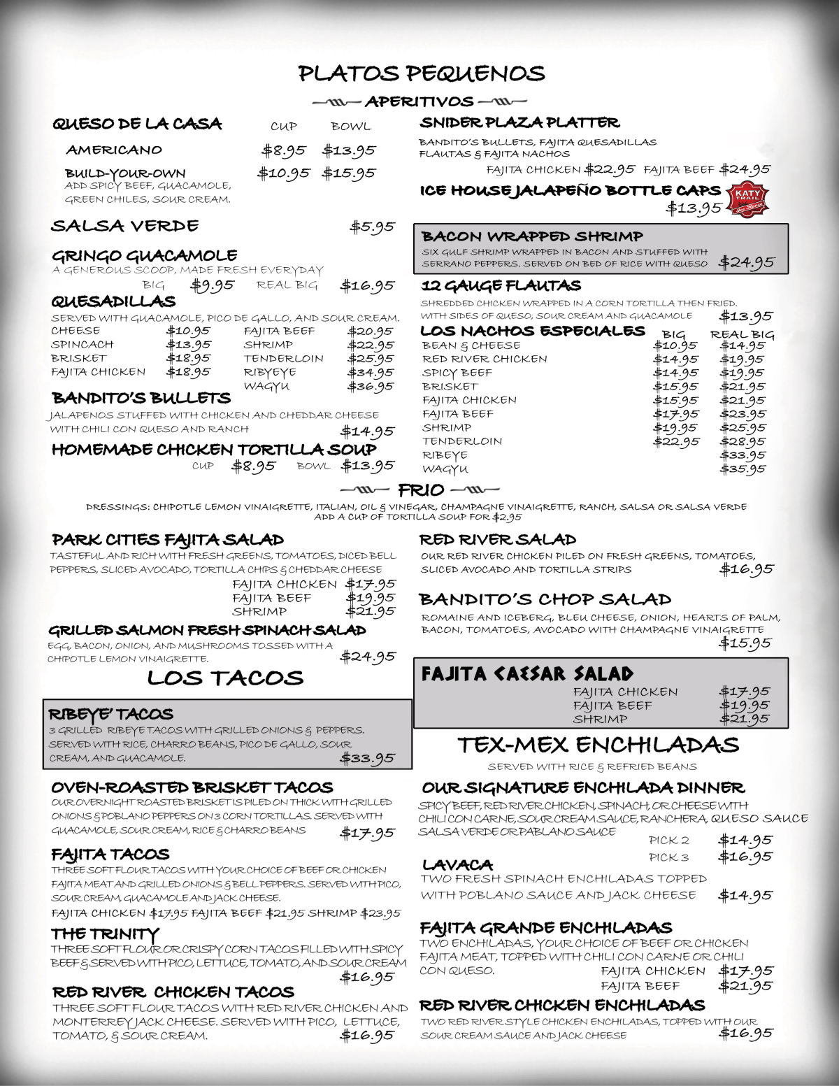 Bandito's Tex Mex Cantina Menu